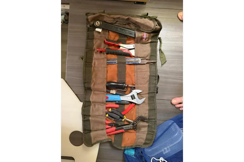 Slide: The Image of Tool roll with various hand tools on a 2020 Outremer 51 yacht. - 148