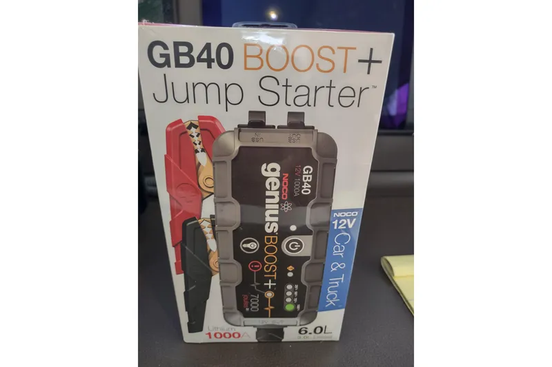 Slide: The Image of NOCO GB40 Boost Plus Jump Starter box, 12V, for car and truck, 1000A, lithium battery. - 160