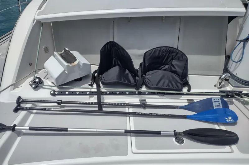 Slide: The Image of Outremer 51 yacht deck with paddles and seats, 2020 model. - 175
