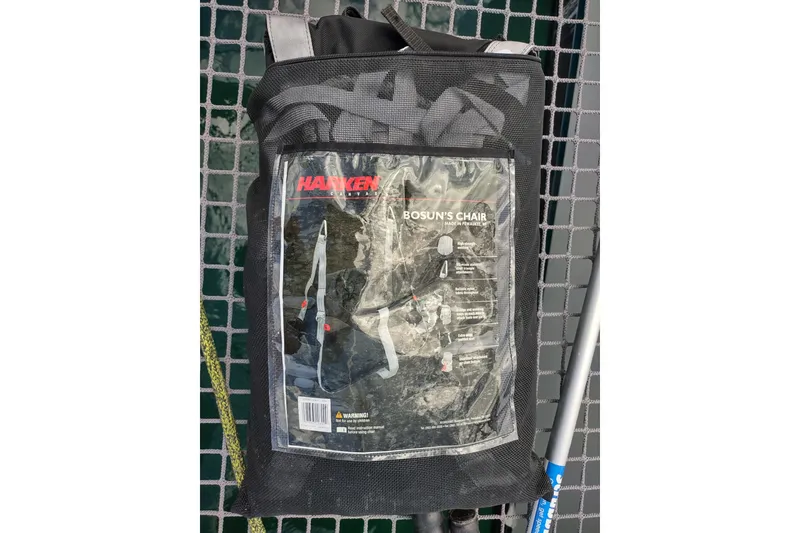 Slide: The Image of Harken Bosun's Chair on Outremer 51 catamaran, 2020 model, displayed on netting. - 177