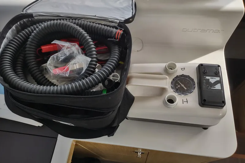 Slide: The Image of Bag with coiled cables and gauges on Outremer 51 yacht, 2020 model. - 188