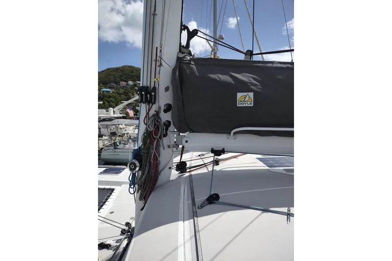 Slide: The Image of 2020 Outremer 51 sailboat mast and rigging with Doyle sail cover. - 41