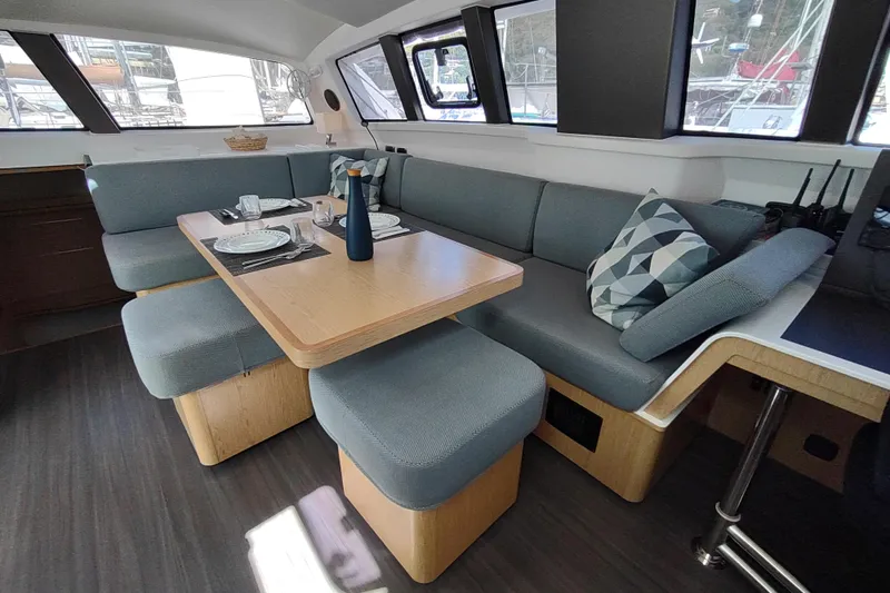 Slide: The Image of Modern interior of 2020 Outremer 51 catamaran with cozy dining area and stylish decor. - 49