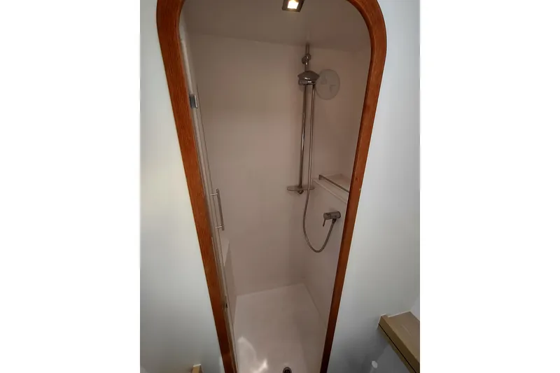 Slide: The Image of Shower area in 2020 Outremer 51 yacht, featuring sleek design and modern fixtures. - 84