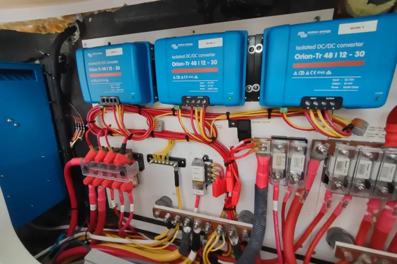 Slide: The Image of Electrical system with Victron Energy converters on a 2020 Outremer 51 yacht. - 99