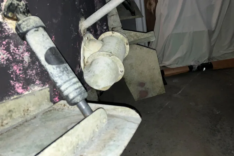 Slide: The Image of Close-up of 2017 Cutwater C-30 Sedan boat's mechanical components in a garage. - 111