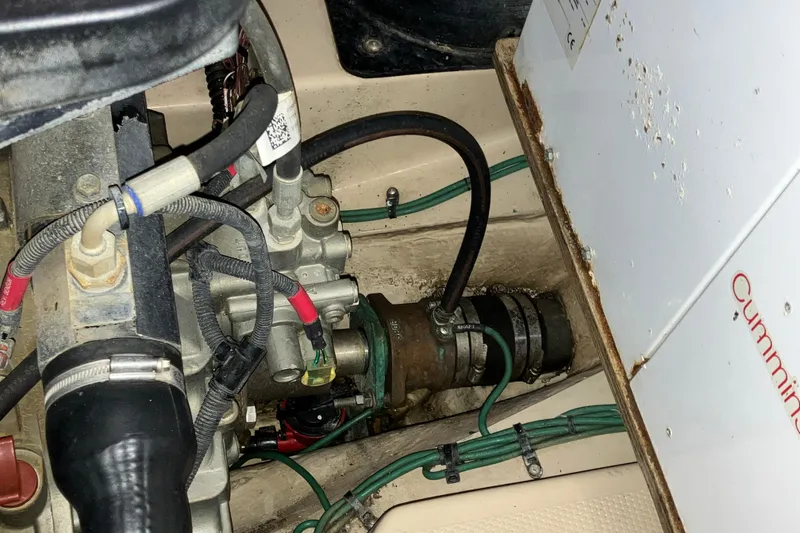 Slide: The Image of Engine compartment of a 2017 Cutwater C-30 Sedan with Cummins components. - 86