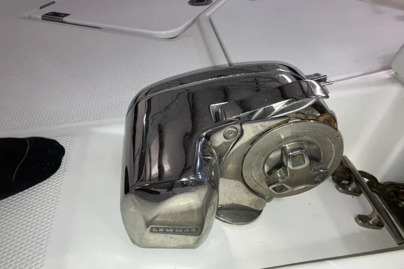 Slide: The Image of Chrome anchor windlass on 2017 Cutwater C-30 Sedan boat deck. - 101