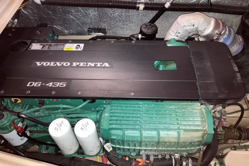 Slide: The Image of 2017 Cutwater C-30 Sedan engine compartment with Volvo Penta D6-435 engine. - 83