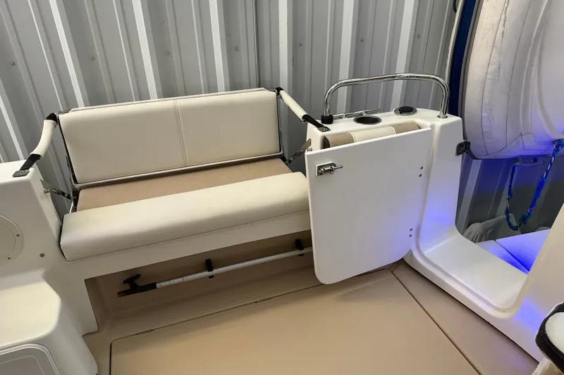 Slide: The Image of Interior of 2017 Cutwater C-30 Sedan boat with seating and storage area. - 9
