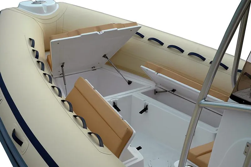 Slide: The Image of Manufacturer Provided Image: Interior view of AB Inflatables Oceanus 24 VST 2026 with storage compartments. - 6