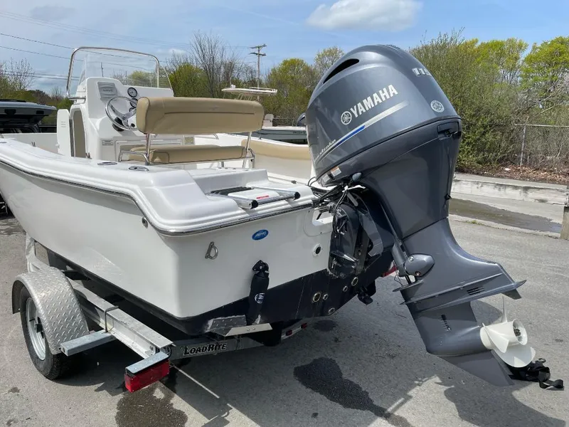 Slide: The Image of 2016 Tidewater 198 Center Console boat with Yamaha outboard motor on trailer. - 10