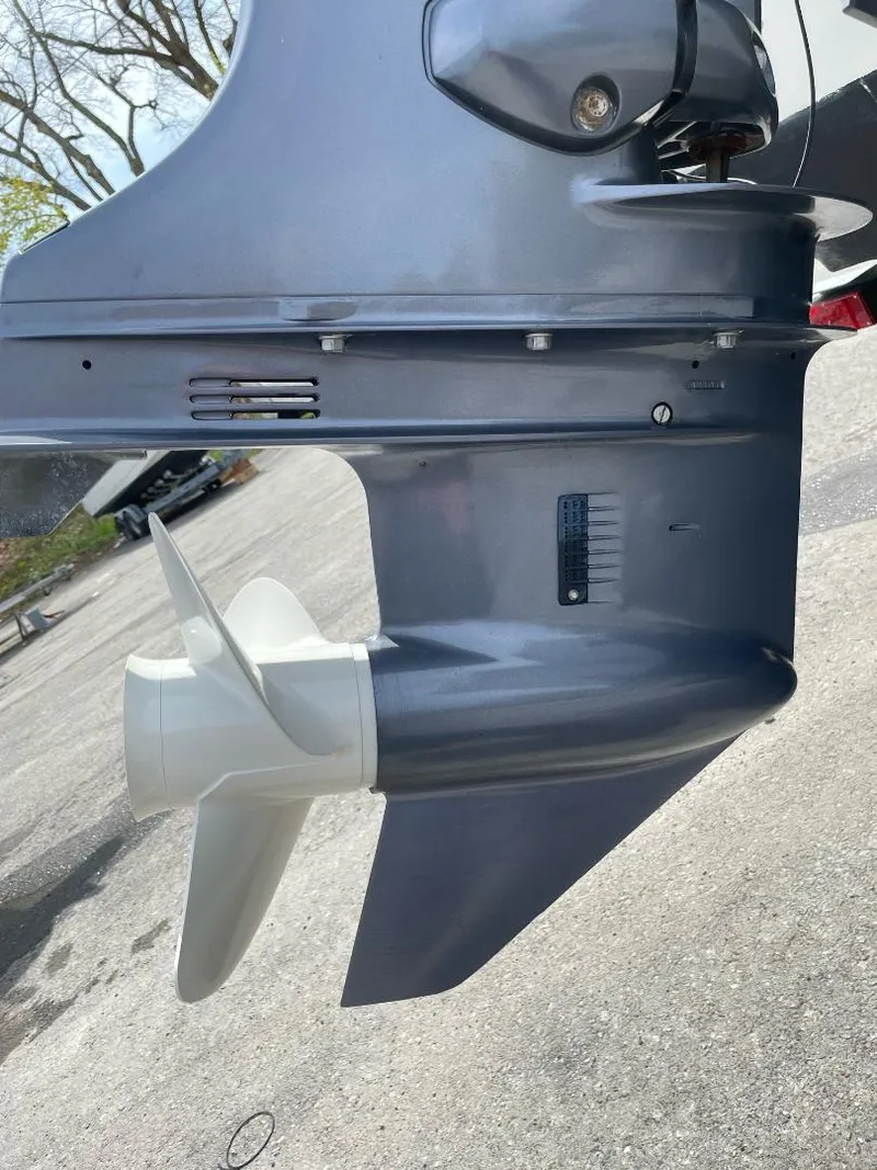 Slide: The Image of 2016 Tidewater 198 Center Console boat motor, close-up view. - 38