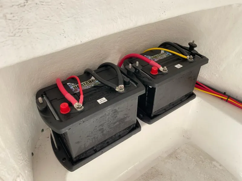 Slide: The Image of Dual batteries in a 2016 Tidewater 198 Center Console boat. - 40