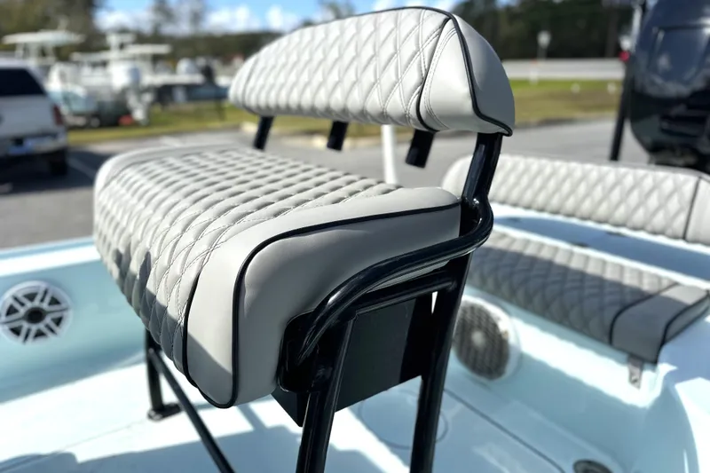 Slide: The Image of 2017 Yellowfin 24 Bay CE boat with quilted seating and sleek design. - 8