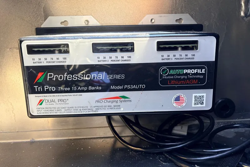 Slide: The Image of 2026 Ranger RT198P battery charger, Tri Pro 15 Amp, intuitive charging technology, lithium/AGM compatible. - 47