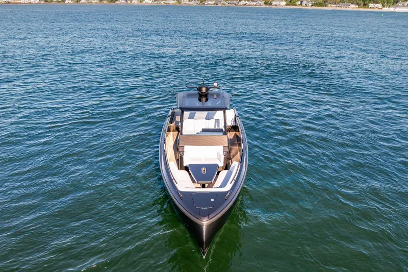 Slide: The Image of 2024 Vanquish Yachts 40 on open water, showcasing sleek design and luxury features. - 27