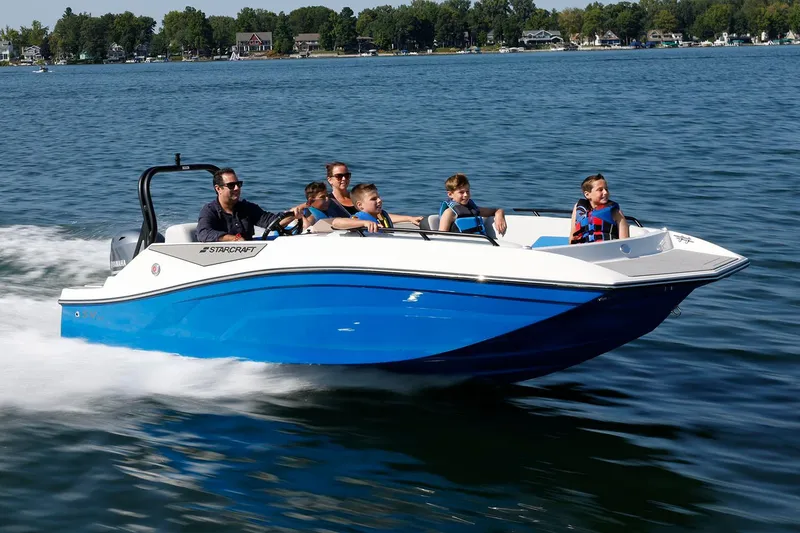 Slide: The Image of Manufacturer Provided Image: Starcraft SV 16 OB 2026 boat on a lake with passengers. - 11