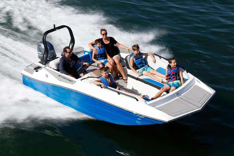 Slide: The Image of Manufacturer Provided Image: Starcraft SV 16 OB 2026 boat with family on water. - 12