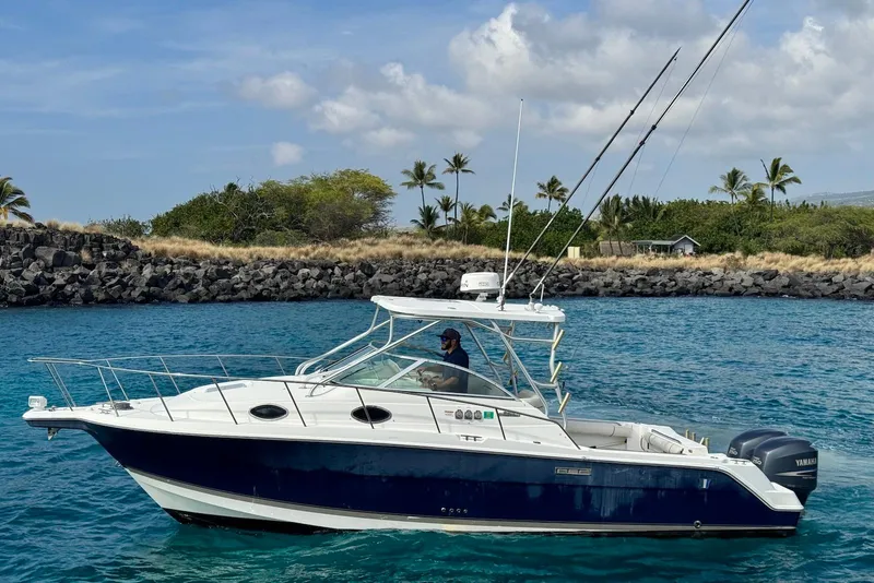 The Image of 2007 Wellcraft 290 Coastal boat on clear blue water near rocky shoreline. - 1
