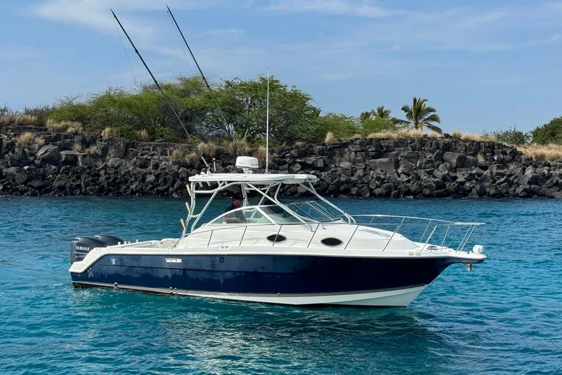 Slide: The Image of 2007 Wellcraft 290 Coastal boat on blue water near rocky shoreline. - 7
