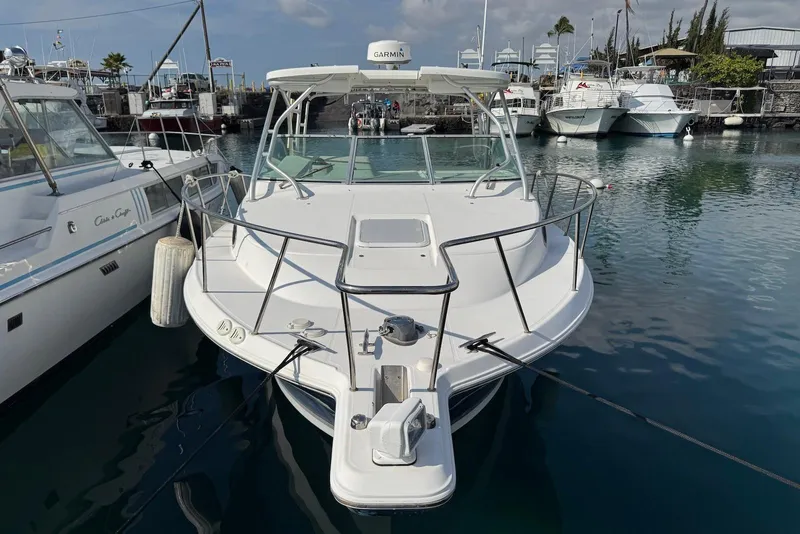 Slide: The Image of 2007 Wellcraft 290 Coastal boat docked in a marina, front view. - 9