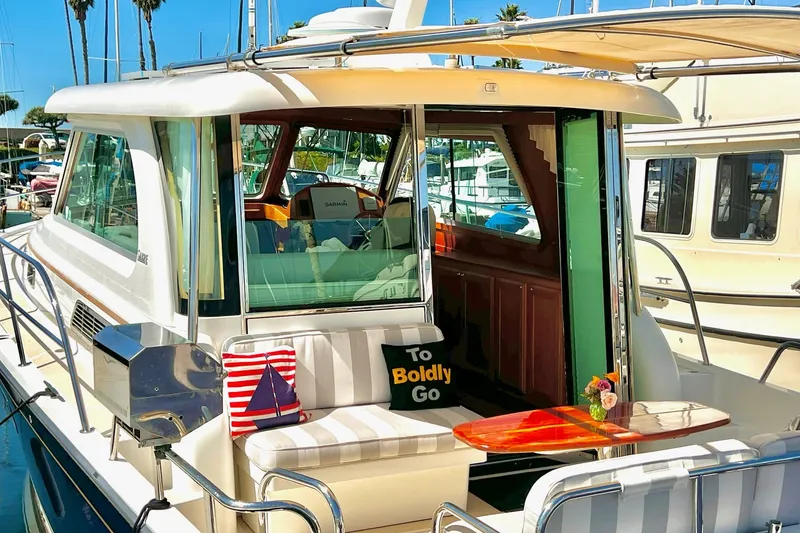 Slide: The Image of 2016 Sabre 38 Salon Express yacht with elegant interior and outdoor seating. - 29