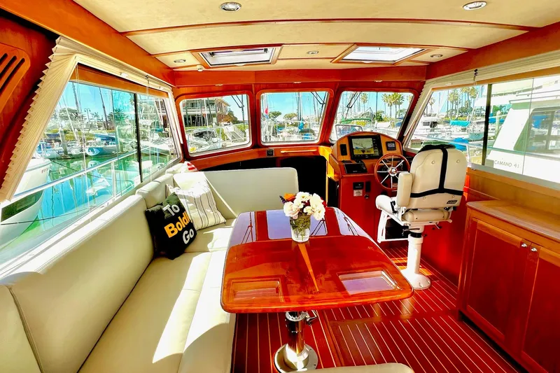 Slide: The Image of Luxurious interior of 2016 Sabre 38 Salon Express yacht with elegant seating and helm. - 3