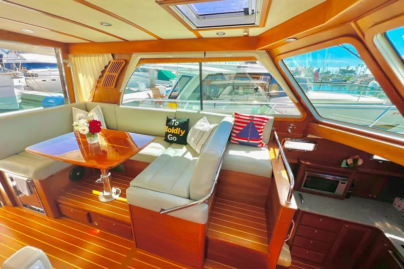 Slide: The Image of Luxurious interior of 2016 Sabre 38 Salon Express yacht with elegant seating and decor. - 8