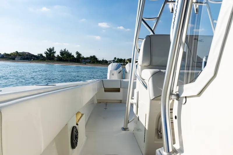 Slide: The Image of 2020 SeaVee 390Z boat interior with ocean view and clear sky. - 51