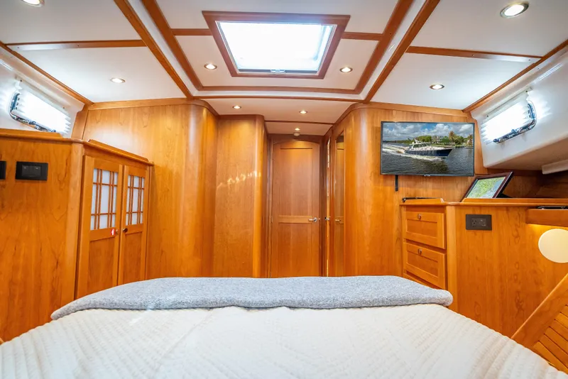 Slide: The Image of Luxurious interior of 2025 Sabre 58 Salon Express yacht with wood finish and modern amenities. - 50