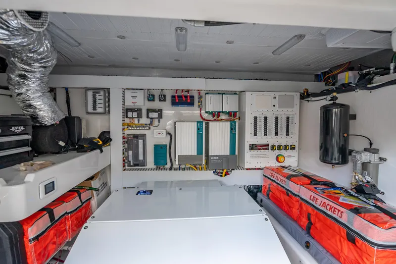 Slide: The Image of Electrical system and safety equipment in 2025 Sabre 58 Salon Express yacht. - 62