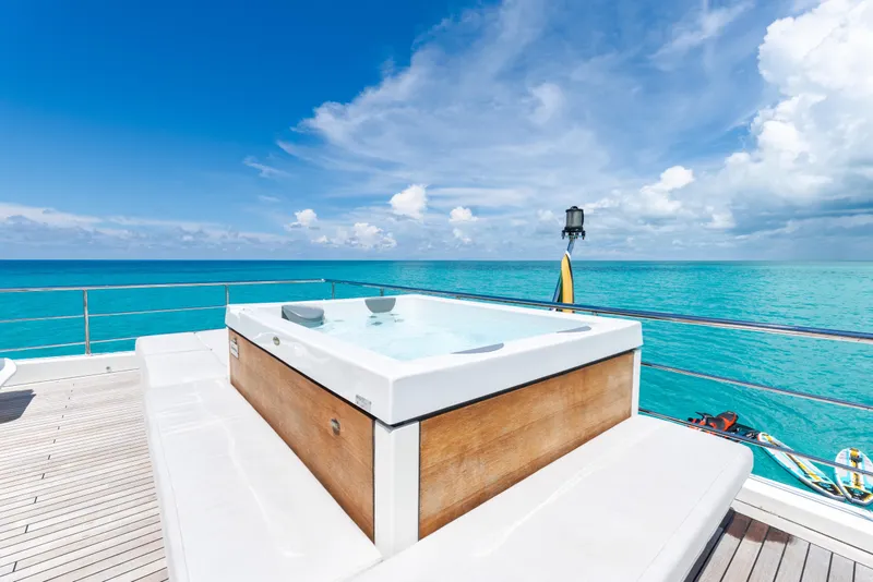 Slide: The Image of Luxurious jacuzzi on Azimut Grande 32M yacht, 2023, with stunning ocean view. - 34