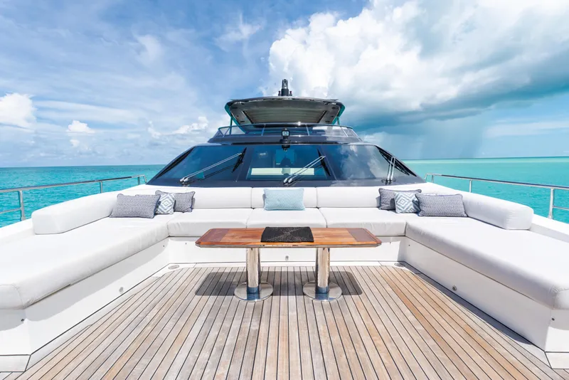 Slide: The Image of Luxurious 2023 Azimut Grande 32M yacht deck with elegant seating and ocean view. - 37