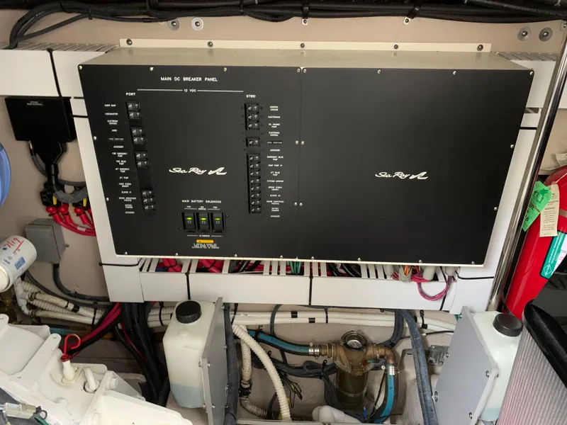 Slide: The Image of Electrical control panel of 2007 Sea Ray 52 Sundancer in engine room. - 45