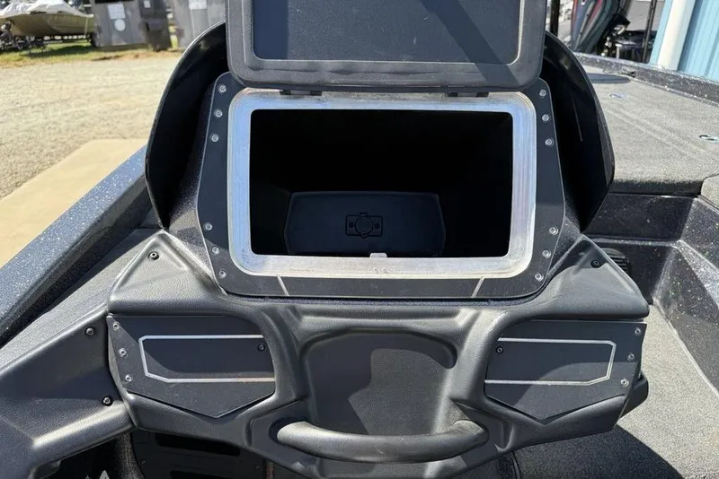 Slide: The Image of 2019 Skeeter ZX250 boat storage compartment with open lid, showcasing interior space. - 20