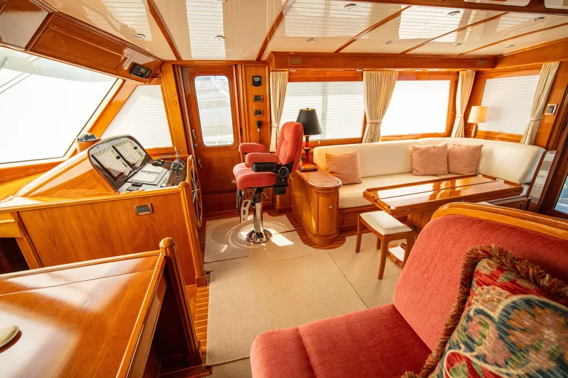 Slide: The Image of Luxurious interior of 2004 Grand Banks 58 Eastbay FB yacht with elegant wood finish. - 25