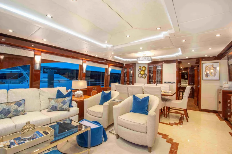 Slide: The Image of Luxurious interior of 2014 Hargrave Sky Lounge yacht with elegant seating and modern decor. - 11