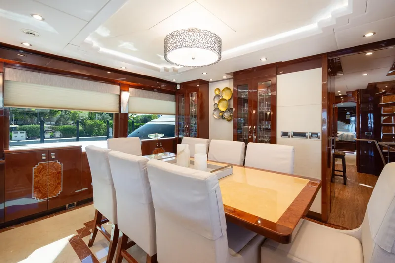 Slide: The Image of Luxurious dining area in 2014 Hargrave Sky Lounge yacht with elegant decor and seating. - 12