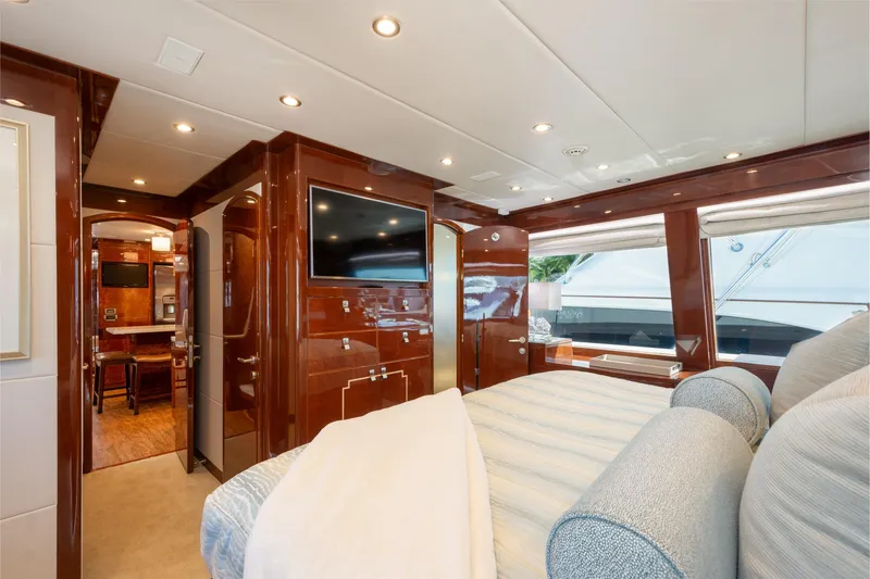 Slide: The Image of Luxurious interior of 2014 Hargrave Sky Lounge yacht with elegant wood finishes and modern amenities. - 13