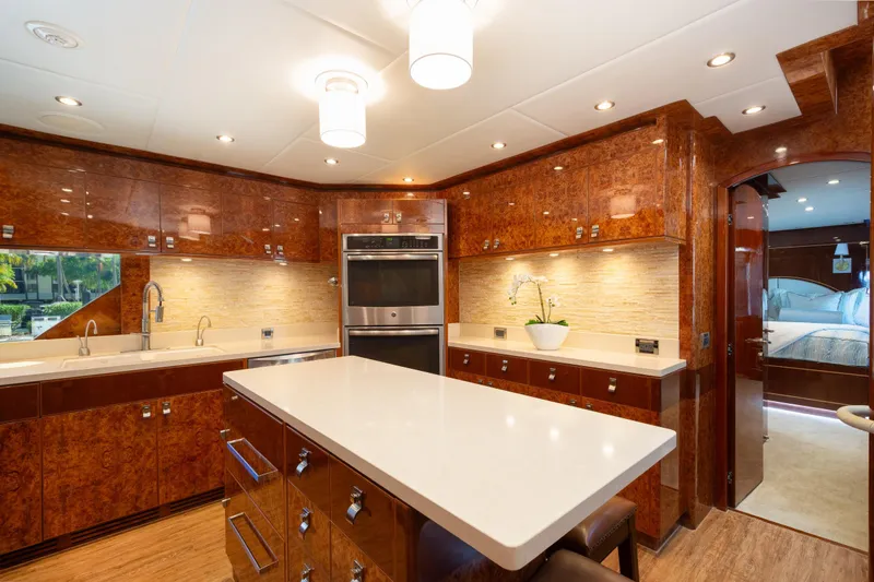 Slide: The Image of Luxurious kitchen interior of 2014 Hargrave Sky Lounge yacht with modern amenities and elegant design. - 18