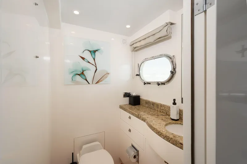 Slide: The Image of Luxurious bathroom in 2014 Hargrave Sky Lounge yacht with elegant decor and granite countertop. - 24