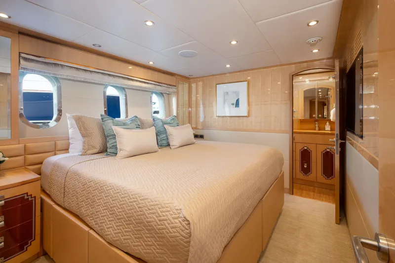 Slide: The Image of Luxurious bedroom interior of 2014 Hargrave Sky Lounge yacht with elegant decor and soft lighting. - 29