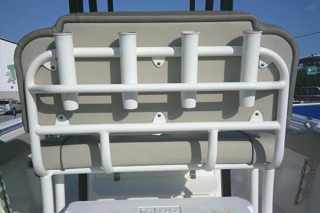 Slide: The Image of 2021 Key West 239 FS boat with rod holders and cushioned seating. - 35