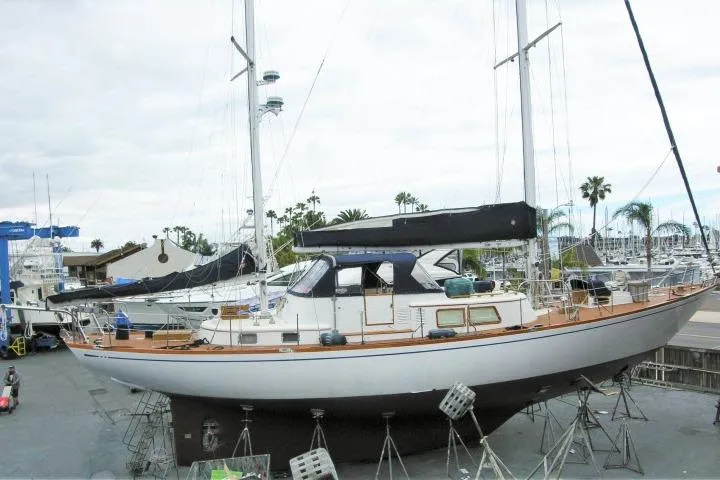 Slide: The Image of 1982 Ta Shing Mason 63 sailboat, "Avenir," in dry dock, San Diego, CA. - 94