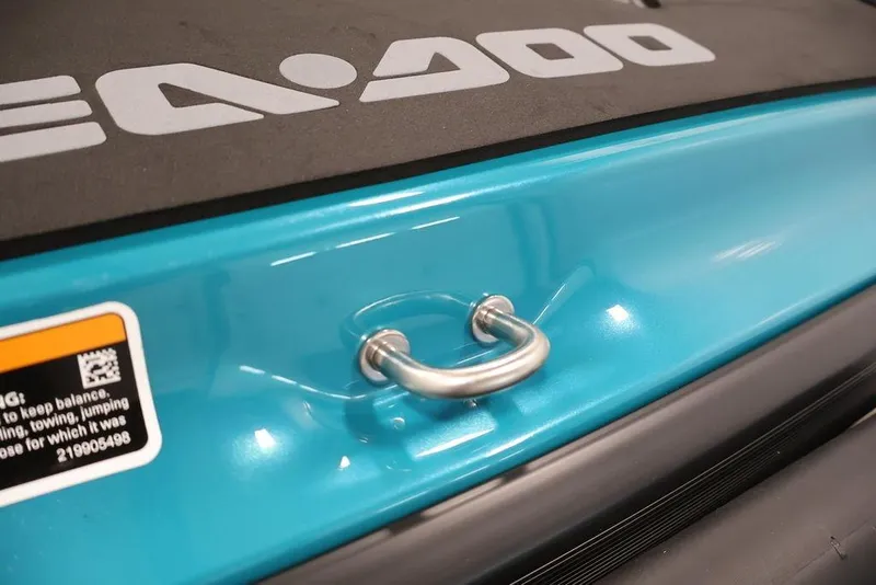Slide: The Image of 2026 Sea-Doo GTI SE 170, close-up of turquoise body and handle detail. - 11