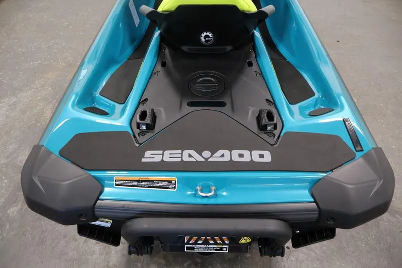 Slide: The Image of 2026 Sea-Doo GTI SE 170, rear view, showcasing sleek design and vibrant blue color. - 15