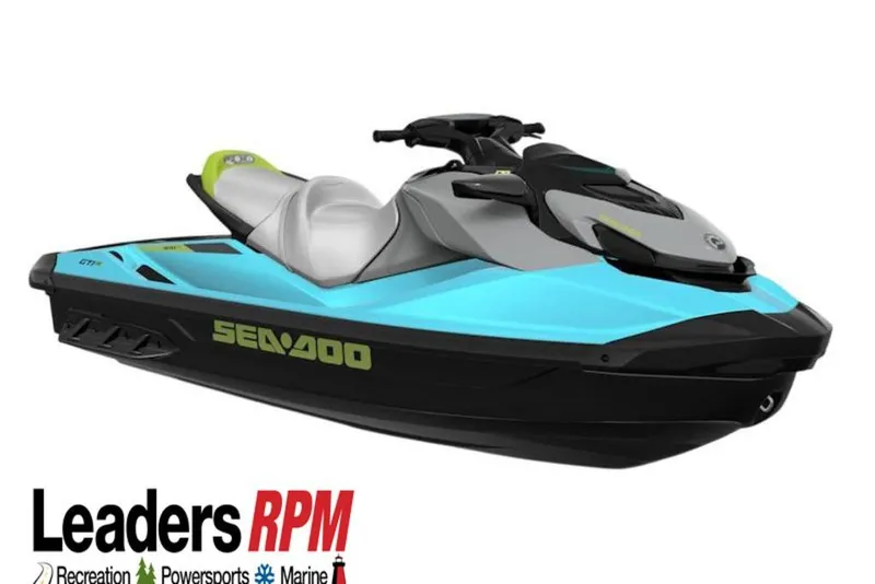 The Image of 2026 Sea-Doo GTI SE 170 jet ski, blue and gray design, Leaders RPM logo. - 2