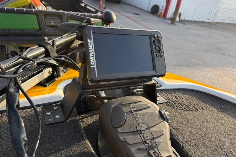 Slide: The Image of Boat dashboard with Lowrance fishfinder on a 2015 Nitro Z-6 model. - 20