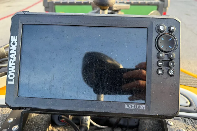 Slide: The Image of Lowrance Eagle 9 fishfinder on a 2015 Nitro Z-6 boat dashboard. - 22